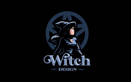 A witch in a witch's hat. Vector illustration.のイラスト素材