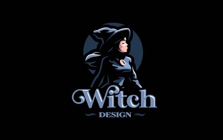 A witch in a witch's hat. Vector illustration.のイラスト素材