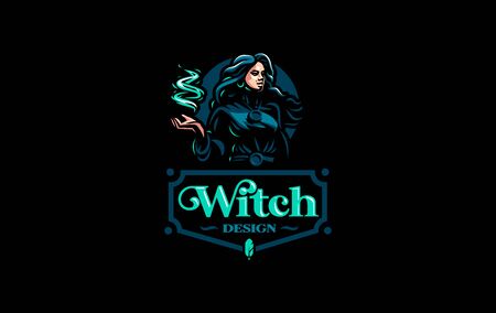 Witch gypsy with flowing hair. In her hands is a magical fire. Vector illustration.のイラスト素材