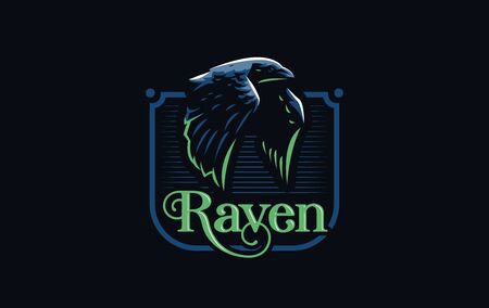 Flying crow or raven bird in minimalist style. Vector illustration.のイラスト素材