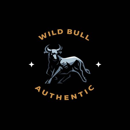 Muscular Bull or taurus with horns. Vector illustrationのイラスト素材