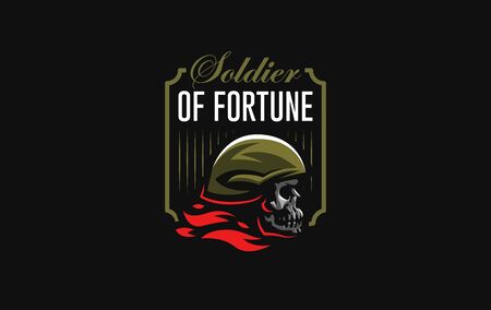 Human skull in a military or motorcycle helmet. Vector illustration.のイラスト素材