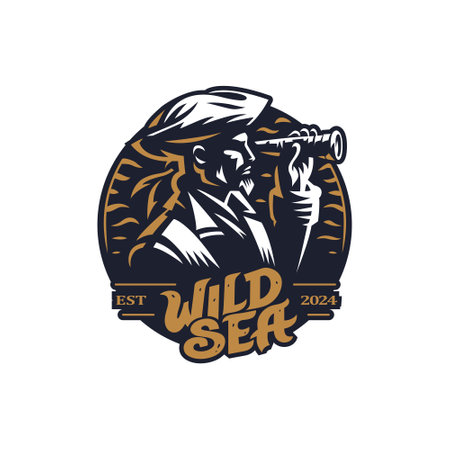 lustrate a emblem-style pirate ship, Pirate Inside his Sailing Shipのイラスト素材