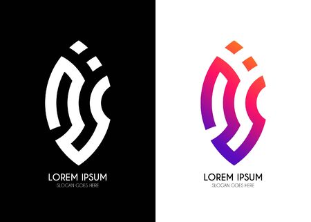 Gradient logo with abstract shape and black and white colorのイラスト素材