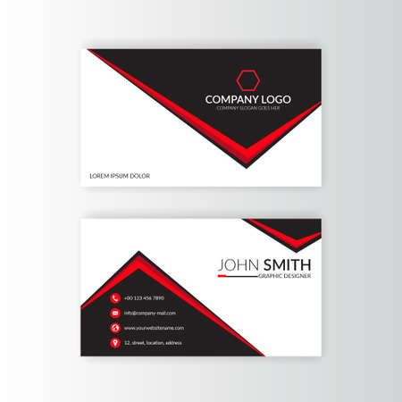Modern business card template red black colors. vector abstract creativeのイラスト素材
