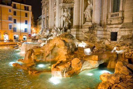 The Famous Trevi Fountain at night, rome, Italy.の写真素材