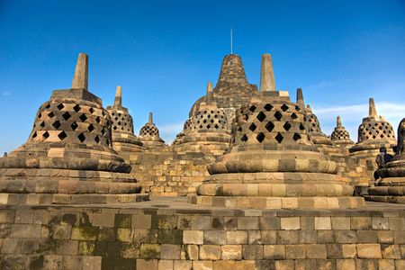 Borobudur Temple at sunset. Yogyakarta, Java, Indonesia.の写真素材