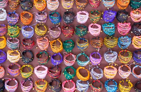 Selling Bracialets on the street, Bangkok, Thailand.の写真素材