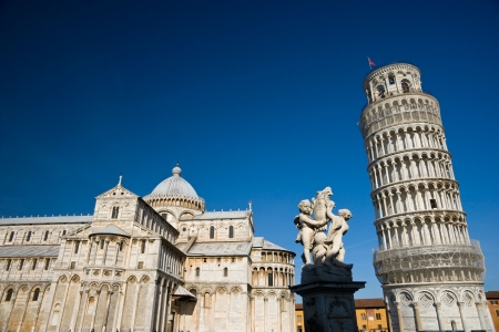 Pisa, Piazza dei miracoli, with the Basilica and the leaning tower  Shot with polarizer filter の写真素材