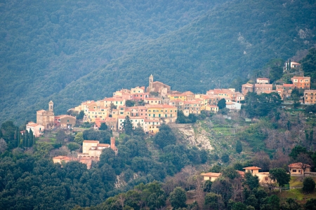View of Poggio, Marciana, Elba island, Livorno, Italy の写真素材