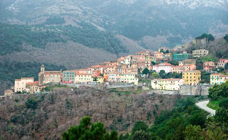 View of Poggio, Marciana, Elba island, Livorno, Italy.の写真素材