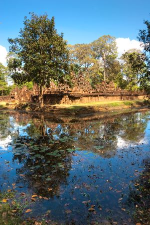 Banteay srei, The temple of woman, in pink sandstone.Angkor, Cambodia.の写真素材
