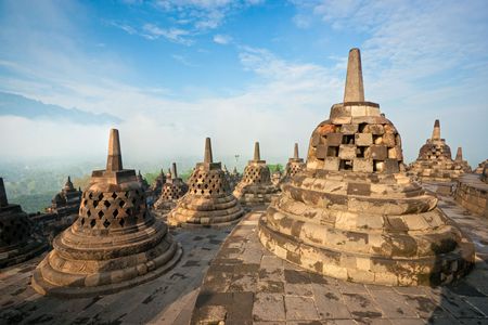 Borobudur Temple at sunset. Yogyakarta, Java, Indonesia.の写真素材