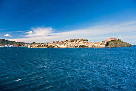 View of Portoferraio Harbour, Isle of Elba, Livorno, Italy.の写真素材