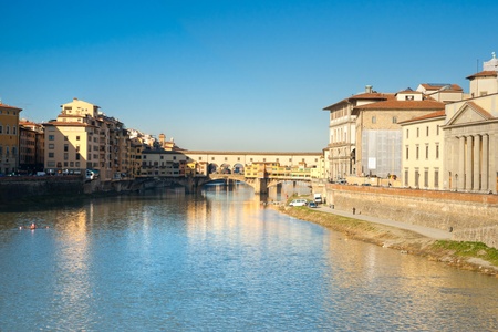 Panoramic view of Florence from Ponte Vecchio.の写真素材
