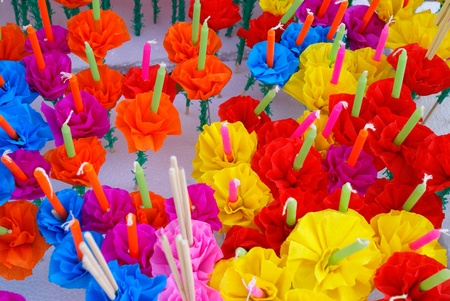 Colored Candle for Loi Kratong Festival, Bangkok.の写真素材