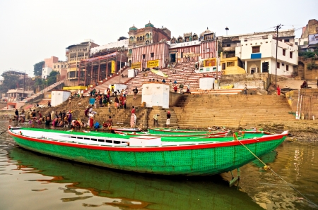View of Varanasi from the gange river のeditorial素材