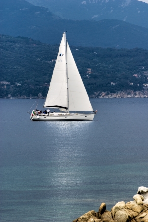 Yacht, quiet sailing in Elba Island のeditorial素材