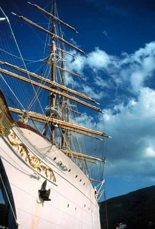 View of big yacht in Isle of Elba, in the Biodolaの写真素材