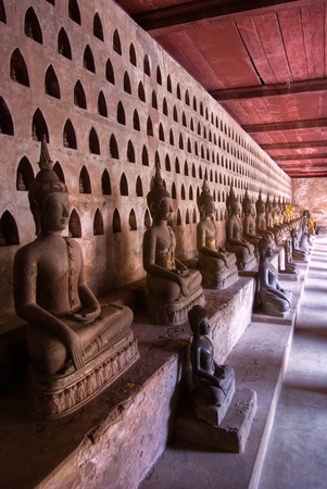 Buddha inside a Temple in Luang prabang, Laos.の写真素材