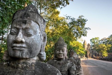 Main entrance of the old city of Angkor Thom, Siem Reap, Cambodia.の写真素材