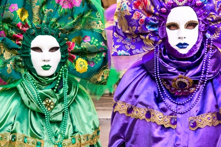 Two leaf mask in Venice, Italy.の写真素材