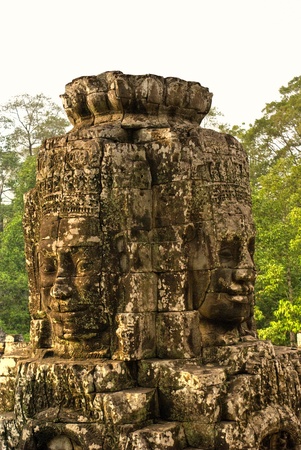 Bayon Tower at the last light before sunset, Angkor Thom, Siem Reap, Cambodia.の写真素材