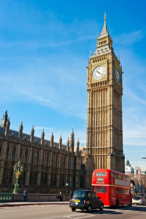 The Big Ben, the House of Parliament and the Westminster Bridge at night, London, UK.の写真素材