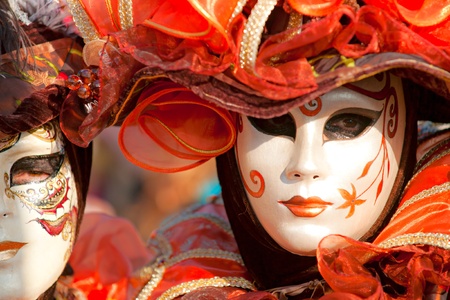 VENICE - MARCH 05: Participant in The Carnival of Venice, an annual festival that starts around two weeks before Ash Wednesday and ends on Mardi Gras on March 05 2011 in Venice, Italy.の写真素材