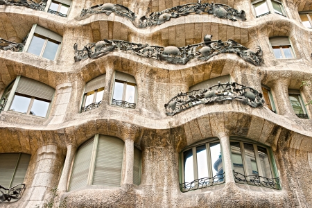 BARCELONA, SPAIN - DECEMBER 16  Casa Mila, or La Pedrera, on December 16, 2011 in Barcelona, Spain  This famous building was designed by Antoni Gaudiのeditorial素材