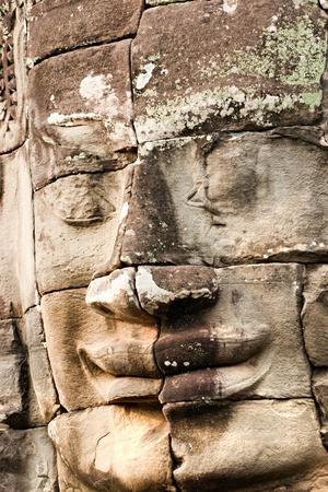 Bayon Tower at the last light before sunset, Angkor Thom, Siem Reap, Cambodia.の写真素材