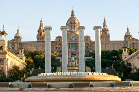 Placa De Espanya, the National Museum in Barcelona  Spainのeditorial素材