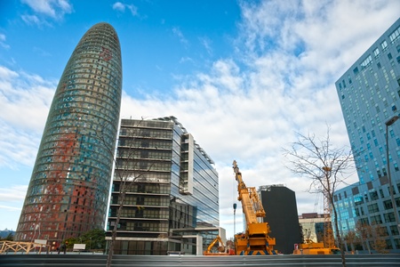 BARCELONA, SPAIN - DECEMBER 19: Torre Agbar on Technological District on December 19, 2011 in Barcelona, Spain. This 38-storey tower was designed by the famous architect Jean Nouvel.のeditorial素材