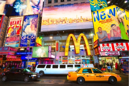 NEW YORK CITY -MARCH 25: Times Square, featured with Broadway Theaters and animated LED signs, is a symbol of New York City and the United States, March 25, 2012 in Manhattan, New York City. USA.のeditorial素材
