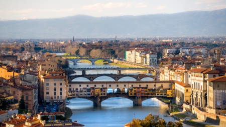 Panoramic view of Florence and Ponte Vecchio.の写真素材