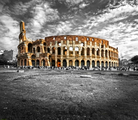 The Majestic Coliseum Amphitheater, Rome, Italy.の写真素材