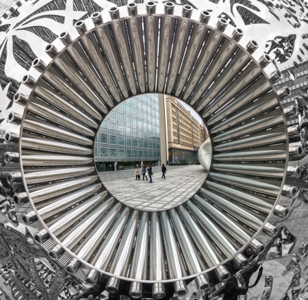 PARIS - NOVEMBER 19: view of the Institut du Monde Arabe with elephant statue on November 19, 2012 in Paris. The famous intercultural building with great ornamentation is from architect Jean Nouvel.のeditorial素材