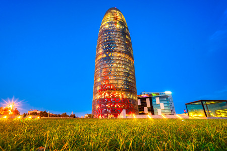 BARCELONA, SPAIN - DECEMBER 19: Torre Agbar on Technological District on December 19, 2011 in Barcelona, Spain. This 38-storey tower was designed by the famous architect Jean Nouvel.のeditorial素材