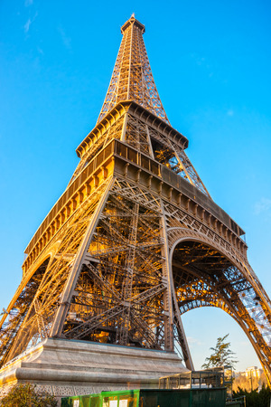 View of the Eiffel tower at sunrise, Paris.の写真素材