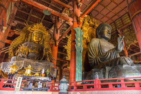 The Great Buddha (Daibutsu-Den) at Todai-ji temple in Nara, Japan.のeditorial素材