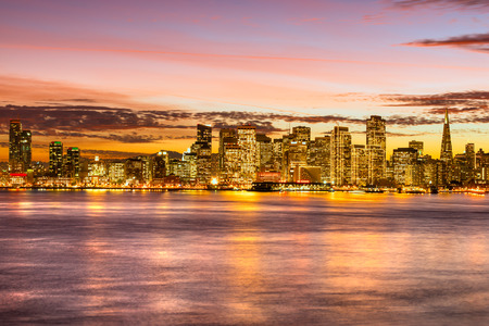San Francisco skyline at night, California, USA.の写真素材
