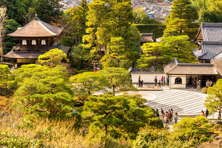 KYOTO, JAPAN-DECEMBER 03, 2014,View at Ginkaku-ji Temple and Silver Sand Sea (Ginshadan). Gingaku-ji,as the Temple of the Silver Pavilion. のeditorial素材