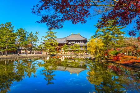 Todai-ji temple in autumn, Nara, Japan.のeditorial素材