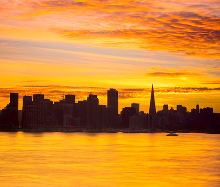 San Francisco skyline at night, California, USA.の写真素材