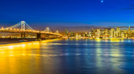 San Francisco skyline at night, California, USA.の写真素材