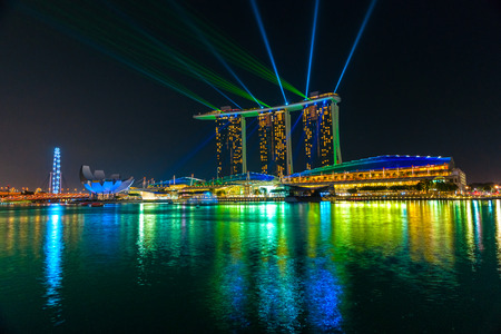 Aerial view of marina bay, Singapore city skylineのeditorial素材