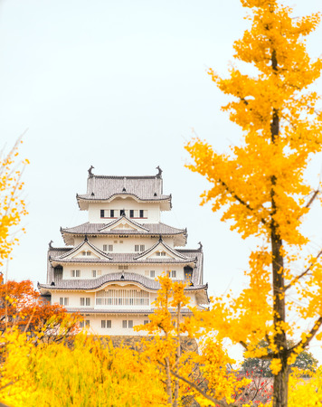 Himeji Castle, also called White Heron Castle during autumn season in Japan.のeditorial素材
