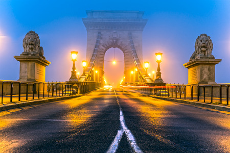Prague, Charles Bridge and Mala Strana in a foggy day., Czech Republicの写真素材