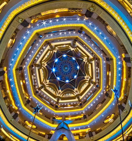 ABU DHABI, UAE - MAY 26: Dome decoration in Emirates Palace hotel on May 26, 2011. Emirates Palace is a luxurious and the most expensive 7 star hotel designed by renowned architect, John Elliott RIBA.のeditorial素材