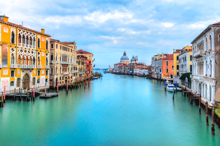 Grand Canal and Basilica Santa Maria della Salute, Venice, Italyの写真素材
